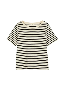 Kurzarmshirt aus Bio-Baumwolle(navy/offwhite ringel, 36)