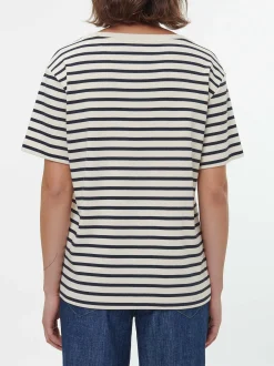 Kurzarmshirt aus Bio-Baumwolle(navy/offwhite ringel, 36)