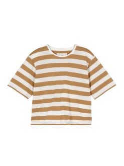 Kurzarmshirt aus Bio Baumwolle(rattan/offwhite ringel, L)
