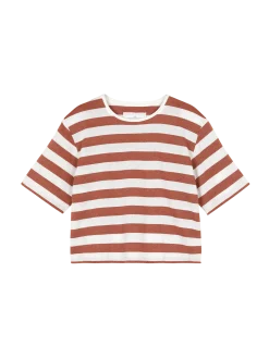 Kurzarmshirt aus Bio Baumwolle(bernstein/offwhite, S)