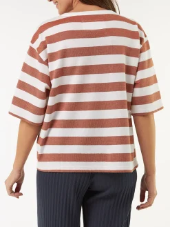 Kurzarmshirt aus Bio Baumwolle(bernstein/offwhite, S)