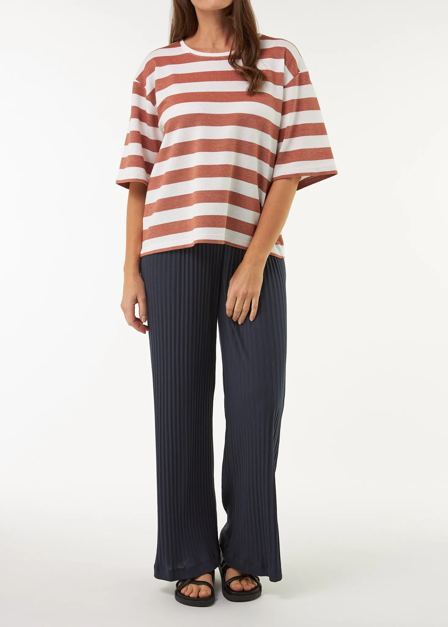 Kurzarmshirt aus Bio Baumwolle(bernstein/offwhite, S)