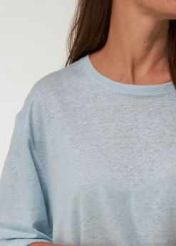 Kurzarmshirt aus Bio Leinen(aquamarine, S)