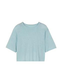 Kurzarmshirt aus Bio Leinen(aquamarine, S)
