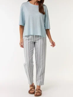 Kurzarmshirt aus Bio Leinen(aquamarine, S)