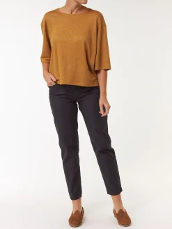 Kurzarmshirt aus Bio Leinen(antik messing, XS)