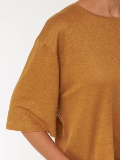 Kurzarmshirt aus Bio Leinen(antik messing, XS)