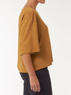 Kurzarmshirt aus Bio Leinen(antik messing, XS)