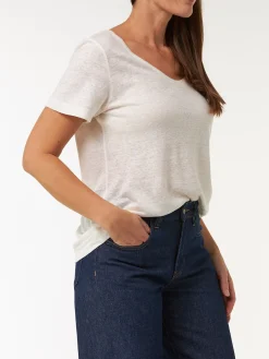 Kurzarmshirt aus Bio Leinen(weiß, 38)