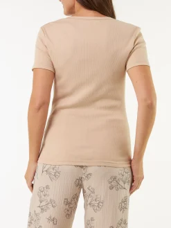 Kurzarmshirt100 % Bio-Baumwolle (beige, XS)