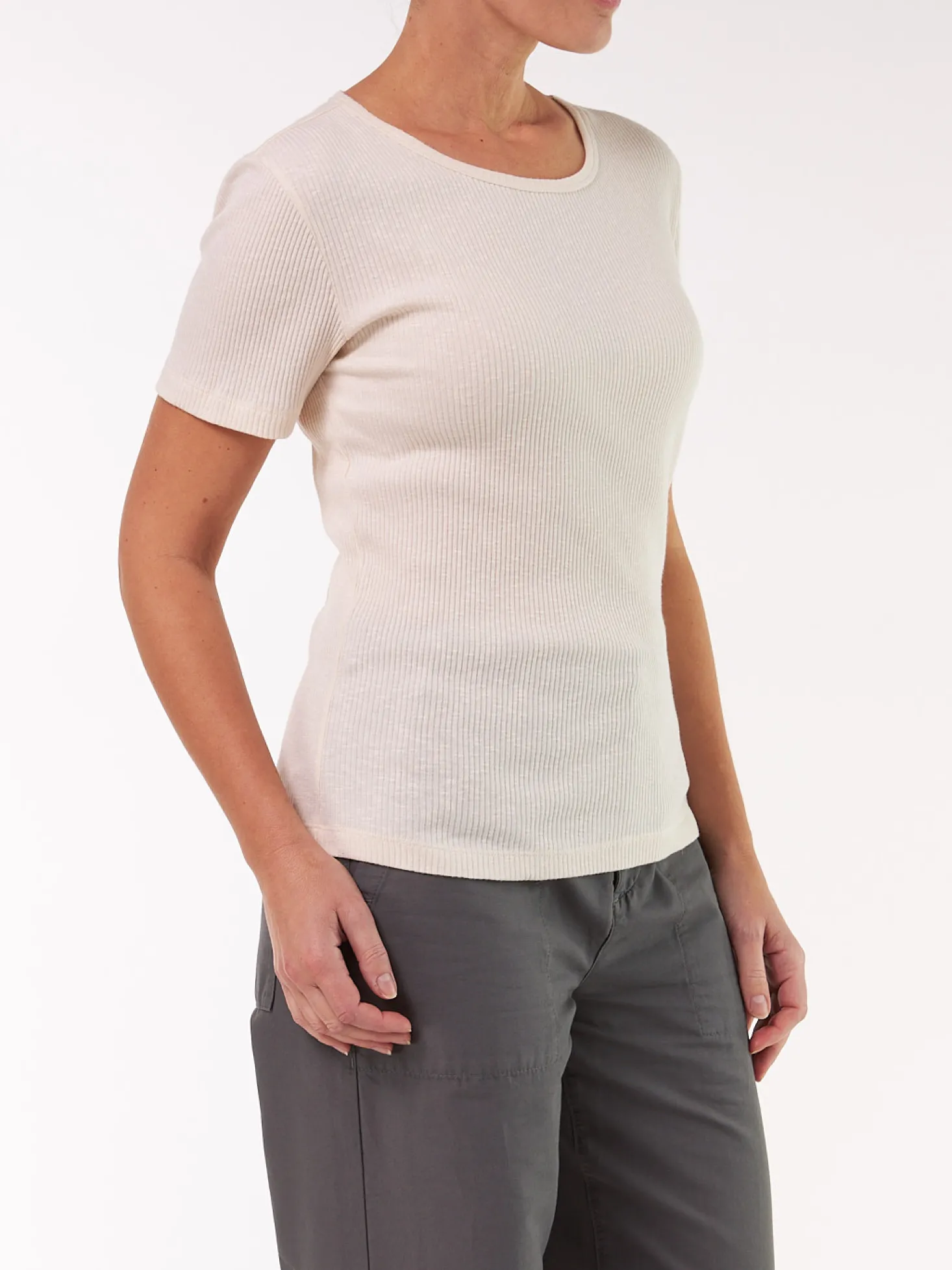 Kurzarmshirt Rippe aus Bio Baumwolle(natur, XS)