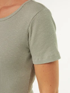 Kurzarmshirt Rippe aus Bio Baumwolle(seegras, XXS)