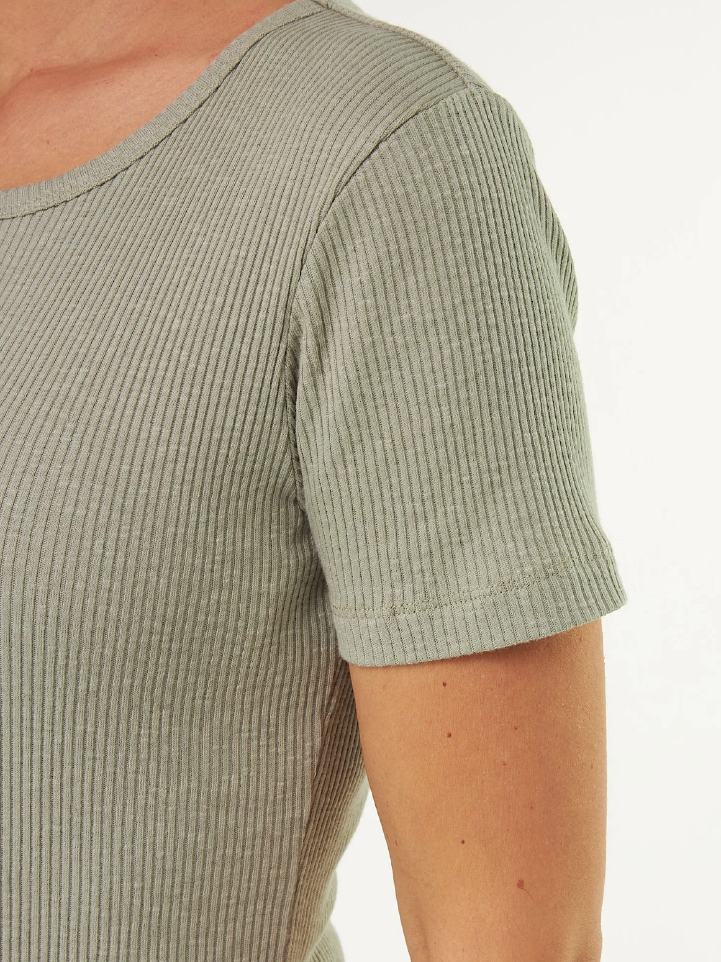Kurzarmshirt Rippe aus Bio Baumwolle(seegras, XXS)