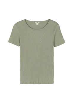 Kurzarmshirt Rippe aus Bio Baumwolle(seegras, XXS)