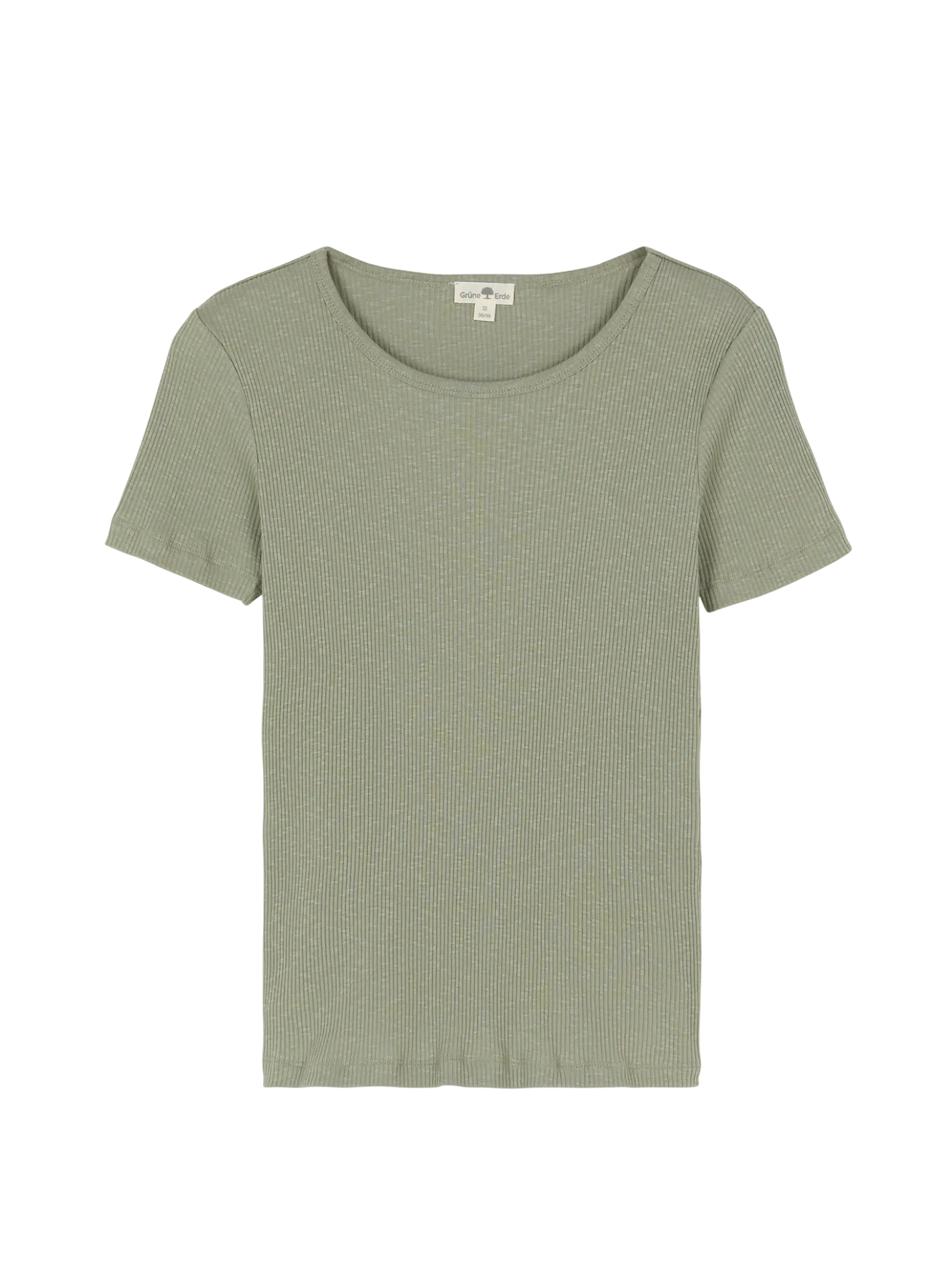 Kurzarmshirt Rippe aus Bio Baumwolle(seegras, XXS)