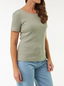 Kurzarmshirt Rippe aus Bio Baumwolle(seegras, XXS)