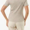 Kurzarmshirt Rippe aus Bio Baumwolle(seegras/offwhite ringel, XXS)