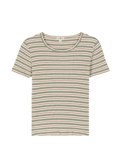 Kurzarmshirt Rippe aus Bio Baumwolle(seegras/offwhite ringel, XXS)