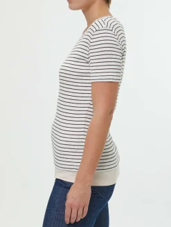 Kurzarmshirt Rippe(ringel kakao/offwhite, XXS)