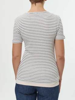 Kurzarmshirt Rippe(ringel kakao/offwhite, XXS)