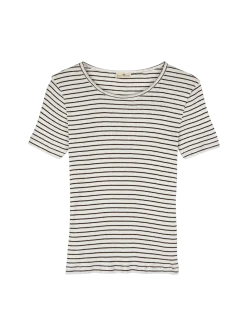 Kurzarmshirt Rippe(ringel kakao/offwhite, XXS)