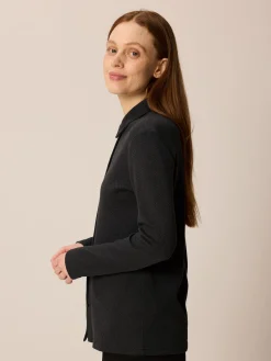 Langarm Blusenshirt aus Bio Baumwolle(schiefer/schwarz herringbone, 38)