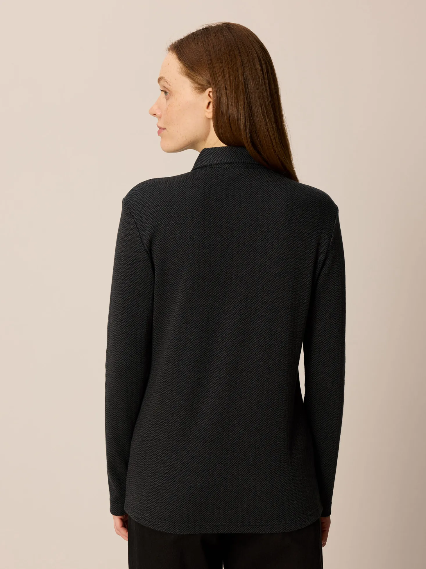 Langarm Blusenshirt aus Bio Baumwolle(schiefer/schwarz herringbone, 38)