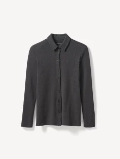 Langarm Blusenshirt aus Bio Baumwolle(schiefer/schwarz herringbone, 38)