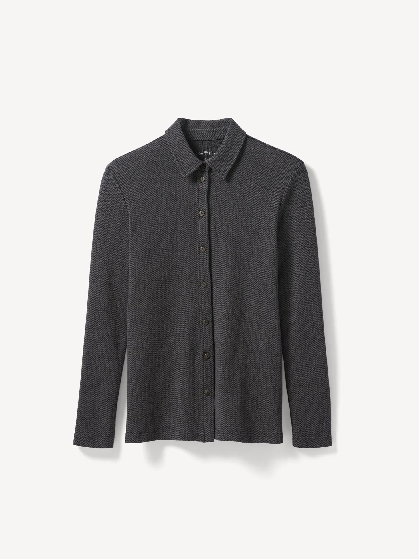 Langarm Blusenshirt aus Bio Baumwolle(schiefer/schwarz herringbone, 38)