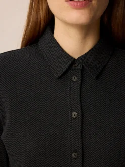Langarm Blusenshirt aus Bio Baumwolle(schiefer/schwarz herringbone, 38)