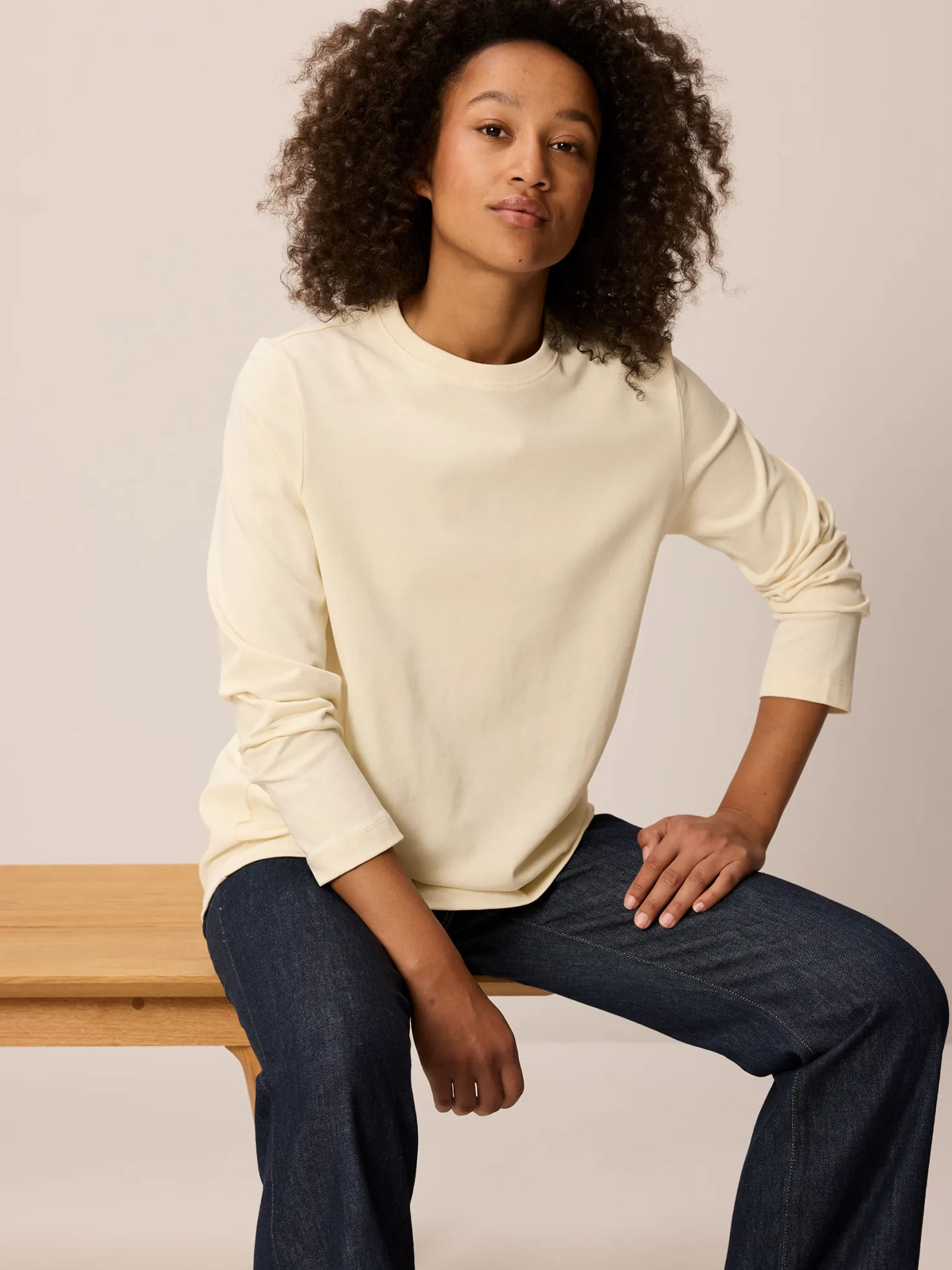 Langarmshirt aus Bio Baumwolle(offwhite, M)