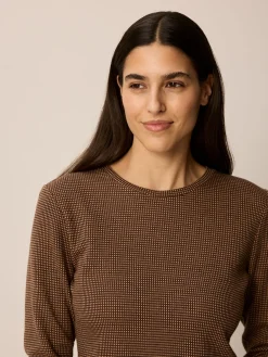 Langarmshirt aus Bio Baumwolle(mokka/toffee minikaro, L)