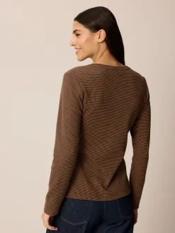 Langarmshirt aus Bio Baumwolle(mokka/toffee minikaro, L)