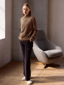 Langarmshirt aus Bio Baumwolle(mokka/toffee minikaro, XS)