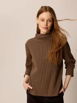 Langarmshirt aus Bio Baumwolle(mokka/toffee minikaro, XS)