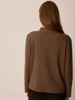 Langarmshirt aus Bio Baumwolle(mokka/toffee minikaro, XS)