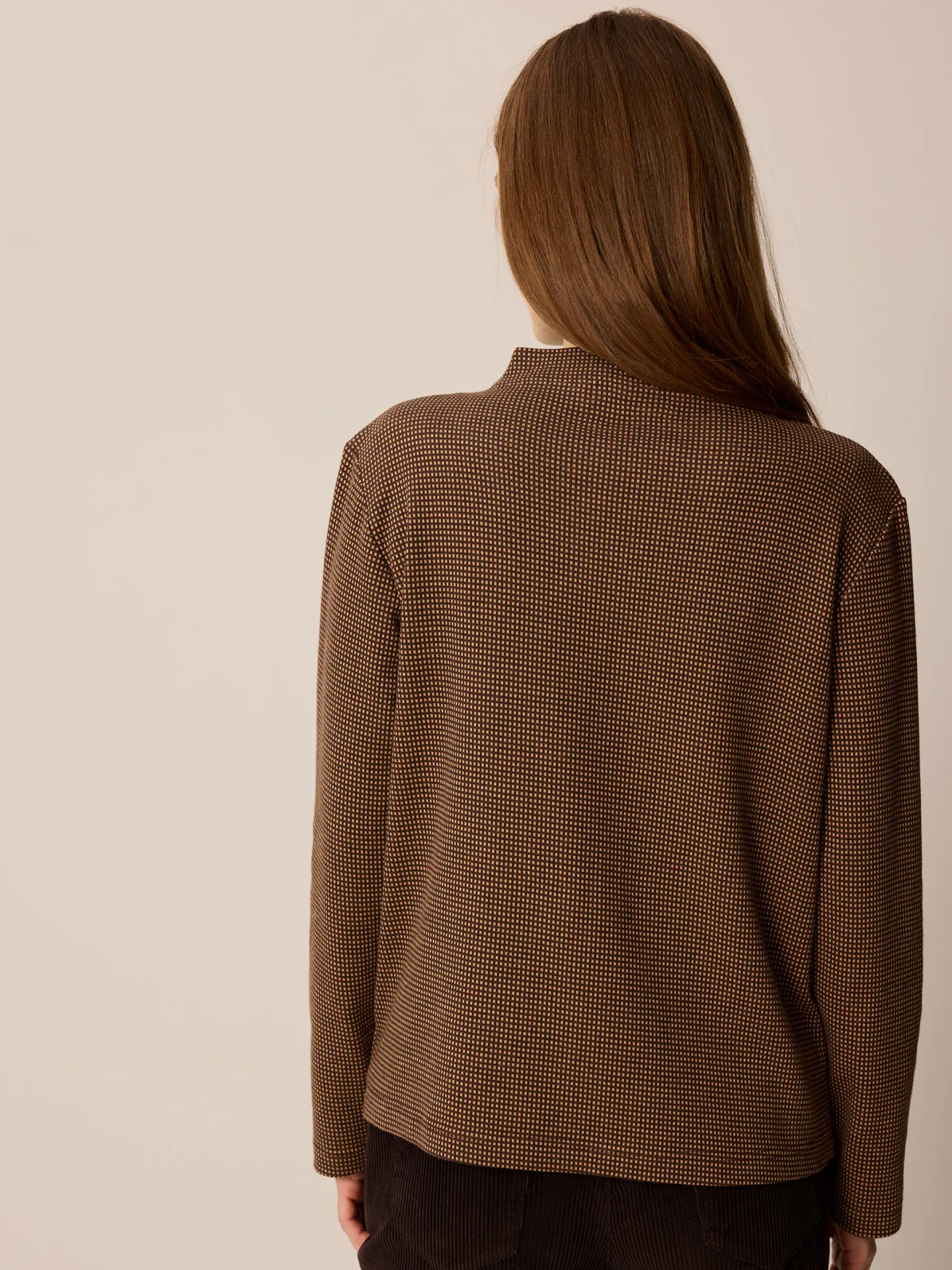 Langarmshirt aus Bio Baumwolle(mokka/toffee minikaro, XS)