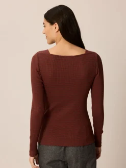 Langarmshirt aus Bio Baumwolle(maroni/anthrazit ringel, M)