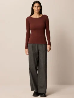 Langarmshirt aus Bio Baumwolle(maroni/anthrazit ringel, M)