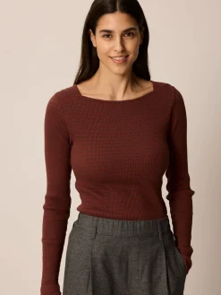 Langarmshirt aus Bio Baumwolle(maroni/anthrazit ringel, M)
