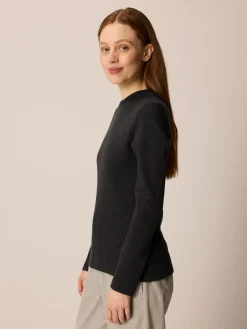 Langarmshirt aus Bio Baumwolle(schiefer/schwarz herringbone, S)