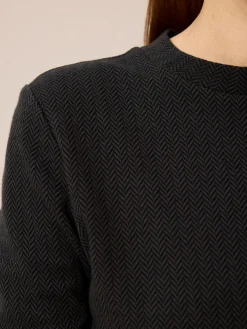 Langarmshirt aus Bio Baumwolle(schiefer/schwarz herringbone, S)