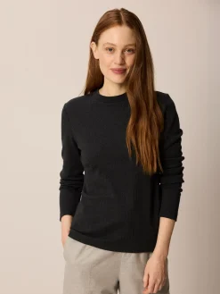 Langarmshirt aus Bio Baumwolle(schiefer/schwarz herringbone, S)