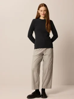Langarmshirt aus Bio Baumwolle(schiefer/schwarz herringbone, S)