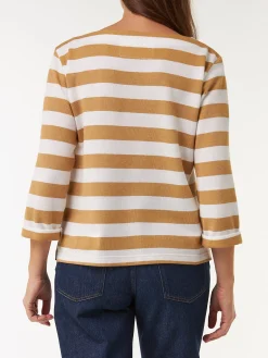 Langarmshirt aus Bio Baumwolle(rattan/offwhite ringel, XS)