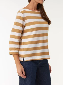 Langarmshirt aus Bio Baumwolle(rattan/offwhite ringel, XS)