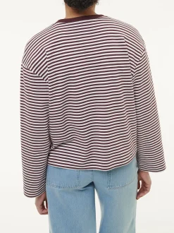 Langarmshirt aus Bio-Baumwolle(merlot/weiss ringel, 40)