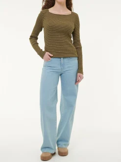 Langarmshirt aus Bio Baumwolle(kaktus/light khaki ringel, XXS)