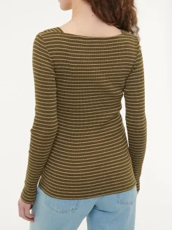 Langarmshirt aus Bio Baumwolle(kaktus/light khaki ringel, XXS)
