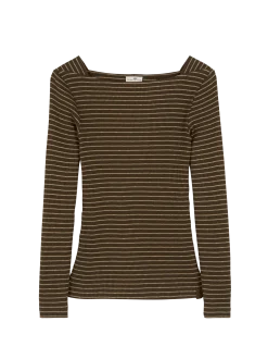 Langarmshirt aus Bio Baumwolle(kaktus/light khaki ringel, XXS)